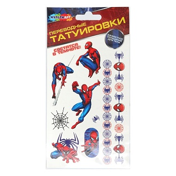 402837 Тату человек паук, светящиеся в темноте, 1 лист, в пакете МУЛЬТИ АРТ в кор.200шт