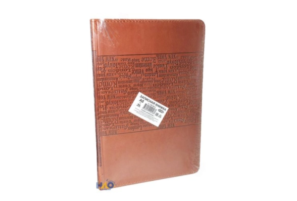 TМ"Collezione"ЗАПИСНАЯ КНИГА  А5 96л. КЛАДКА, КОРИЧНЕВАЯ-2 (96-5813) к/з,тисн,бл.краф, б/п