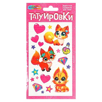 386883 Тату милые котики, 1 лист, в пакете МУЛЬТИ АРТ в кор.200шт