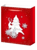 Dream cards Пакет подарочный с мат.лам. и тиснением фольгой 18*24*8.5 см (M) Снежный лес, 210 г ППК-