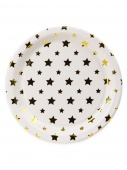 Бумажные тарелки с  золотым тиснением Звёзды,18 см,6 шт, еврослот СП-5167