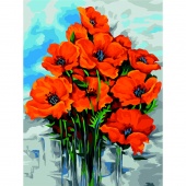 Картина по номерам на холсте ТРИ СОВЫ "Маковый цвет", 30*40, с акриловыми красками и кистями