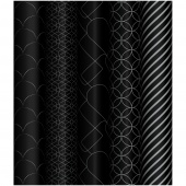 Упаковочная бумага глянц. 70*100см, MESHU "Pattern on black", 80г/м2, ассорти 5 дизайнов