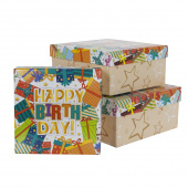 Набор коробок Яркий День Рождения, Мультиколор, Металлик, 20*20*9,5 см, 3 шт.