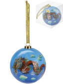 Новогоднее украшение. Ёлочный шар  с лентой, в подарочной коробке, Китайский дракон, 7,5 см (собстве