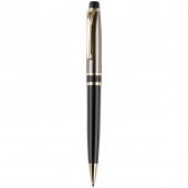 Ручка шариковая Luxor "Futura" синяя, 0,7 мм, корпус черный/золото, поворотный механизм, футляр
