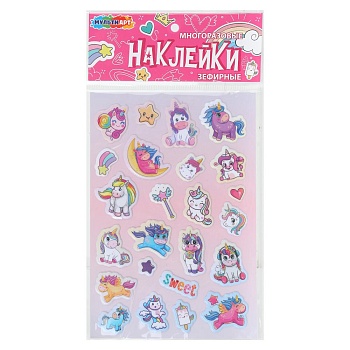 401984 Наклейки зефирные единороги MultiArt в кор.500шт