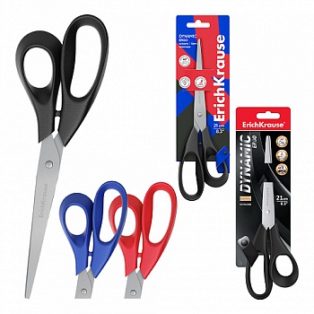 Ножницы ErichKrause Dynamic, 21см, ассорти (в блистере по 1 шт.)