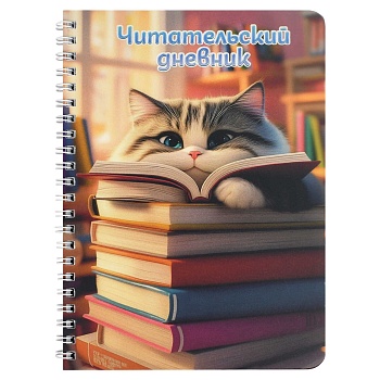 Читательский дневник арт. 70538 ПУШИСТЫЙ КНИГОЛЮБ / гребень по длинной стороне, 52 л., печать в одну