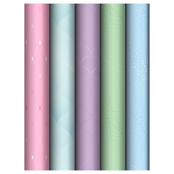 Упаковочная бумага глянц. 70*100см, MESHU "Pastel colors", 80г/м2, ассорти 5 дизайнов