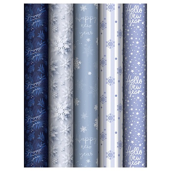 Упаковочная бумага глянц. 70*100см, MESHU "Snowfall", 80г/м2, ассорти 5 дизайнов