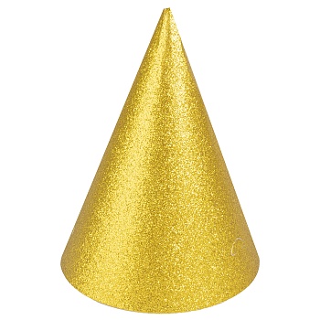 Колпаки, Золото, с блестками, 16 см, 6 шт. в упак.