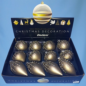 ЕЛОЧНЫЙ ШАР, DARLENS, 8 СМ, СТЕКЛО, ИНКРУСТАЦИЯ КАМНЯМИ, АССОРТИ