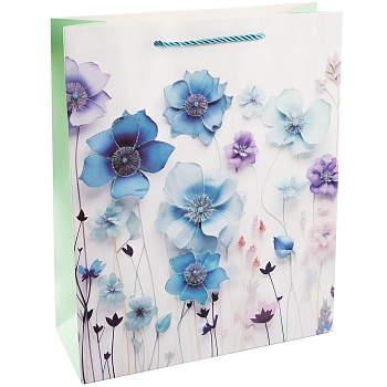 Пакет подарочный, 210гр, Цветочная мелодия, Дизайн №4, с блестками, 32*26*10 см, 1 шт.