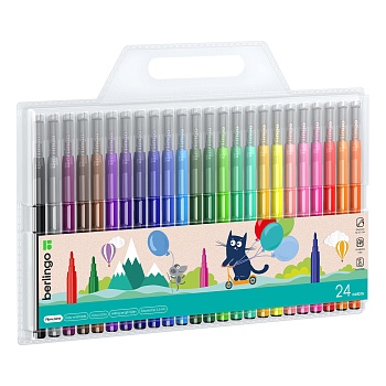 Фломастеры Berlingo "Жил-был кот", 24цв., смываемые, блистер