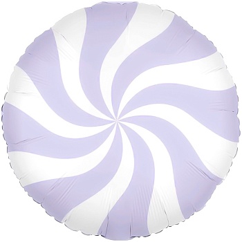 Шар (18''/46 см) Круг, Леденец, Сиреневый/Белый, 1 шт. в уп. (цв.этик.)