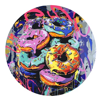 Картина по номерам на фигурном холсте ТРИ СОВЫ "Донаты Арт", форма круг, с акриловыми красками и кис