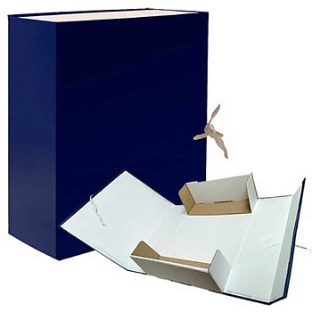 LAMARK112  Папка-бокс архивная складная, бумвинил Lamark, А4, 120 мм, синяя,