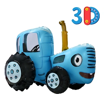Шар (28''/71 см) Фигура 3D, Синий Трактор, 1 шт. в уп.