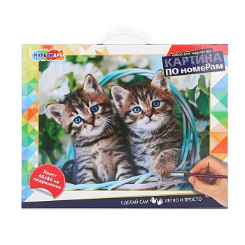 393624 Холст по номерам 40*50 см котики МУЛЬТИ АРТ в кор.24шт