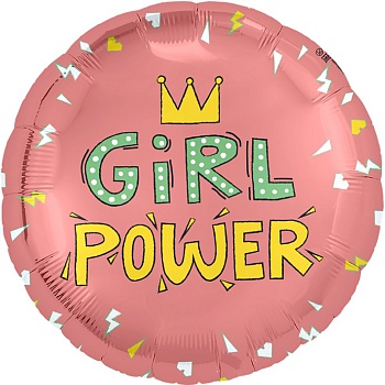 Шар (18''/46 см) Круг, Girl Power, 1 шт.
