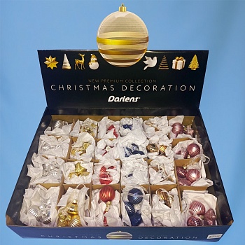 НАБОР ЕЛОЧНЫХ ШАРОВ, DARLENS, 3 ШТ, 3,5 СМ, СТЕКЛО, АССОРТИ