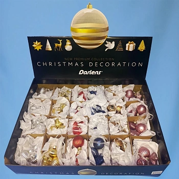 НАБОР ЕЛОЧНЫХ ШАРОВ, DARLENS, 3 ШТ, 3,5 СМ, СТЕКЛО, АССОРТИ