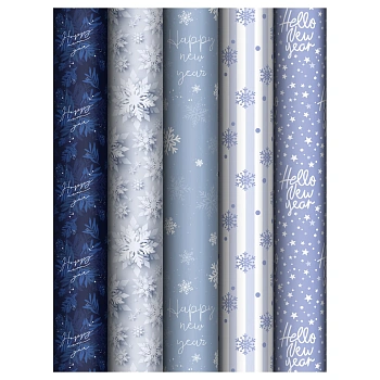 Упаковочная бумага глянц. 70*100см, MESHU "Snowfall", 80г/м2, ассорти 5 дизайнов