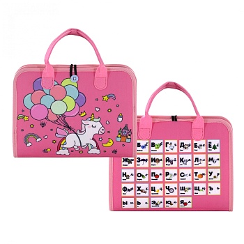 Бизибук, книга развивающая, 280 мм*210 мм, "Единорожек с шариками", фетр, розовый, 5 листов, застежк