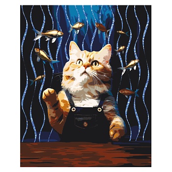 Картина по номерам на холсте с глиттером ТРИ СОВЫ "Кошачьи мечты", 40*50, с акриловыми красками и ки