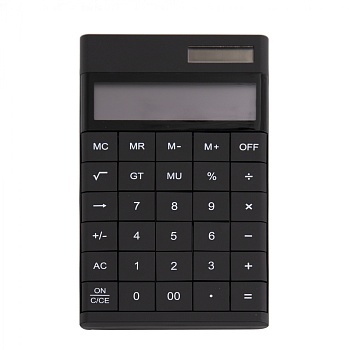 Калькулятор Alingar 12 разрядов, 172*100*18 мм, двойное питание, черный, выдвижная подставка, батаре