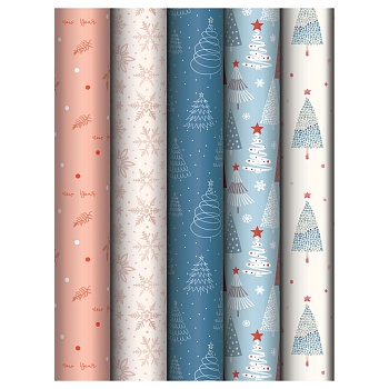 Упаковочная бумага глянц. 70*100см, MESHU "Christmas time", 80г/м2, ассорти 5 дизайнов