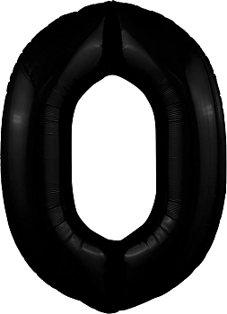 Шар (40''/102 см) Цифра, 0 Slim, Черный блеск, 1 шт. в уп.