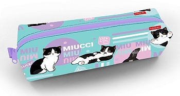 NPk_61151 Пенал 210х50х60мм на молнии мягкий -Мяуччи-  в индив.упак.