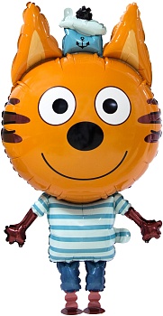 Шар 3D (39''/99 см) Ходячая Фигура, Три Кота, Коржик, 1 шт. в уп.