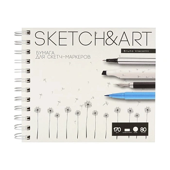 SKETCHBOOK SKETCH&ART BV,180х155 мм, 80 Л. 170 ГР. НА ГРЕБНЕ, ДЛЯ СКЕТЧ-МАРКЕРОВ