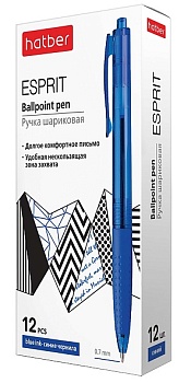 BP_062569 РУЧКА Hatber шариковая Автомат. Esprit Синяя 0,7мм чернила на масл.основе с резиновым грип