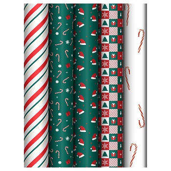 Упаковочная бумага глянц. 70*100см, MESHU "Christmas pattern", 80г/м2, ассорти 5 дизайнов