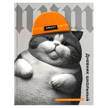 Дневник школьный арт. 70992 КОТ В ШАПОЧКЕ / твёрдый переплёт 7БЦ, А5+, 48 л., выборочный  УФ-лак, ма