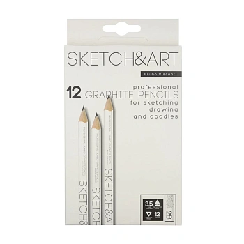 КАРАНДАШ ЧЕРНОГРАФИТОВЫЙ "Sketch&Art. УТОЛЩЕННЫЕ" 2В, 3,5 MM