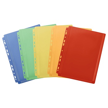 Папка-вкладыш с перфорацией СТАММ А4, ПВХ, 180мкм, расширяющаяся до 250л., цветная, ассорти