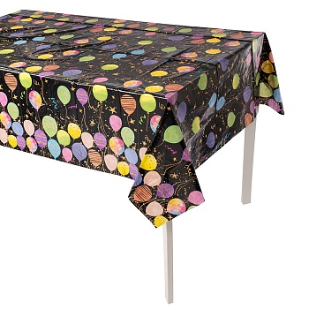 Скатерть одноразовая, Воздушные шары, Черный, 120*180 см, 1 шт.