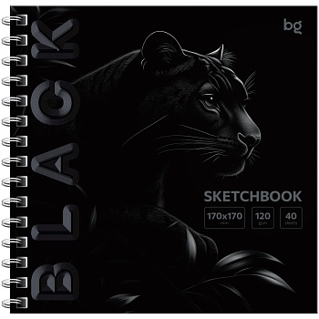 Скетчбук 40л., 170*170 BG "Black. Tiger", на гребне, soft tuch, выборочный лак, 120г/м2