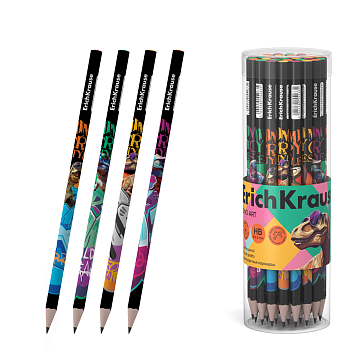 Чернографитный карандаш ErichKrause Dino Art, трехгранный, НВ (в тубусе по 42 шт.)