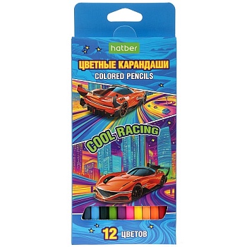 CS_090018 Карандаши цветные "ECO" 12 цв. COOL RACING заточен. в карт. короб. с европодвесом