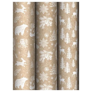 Упаковочная бумага глянц. 70*100см, MESHU "Winter forest", 70г/м2, ассорти 3 дизайна