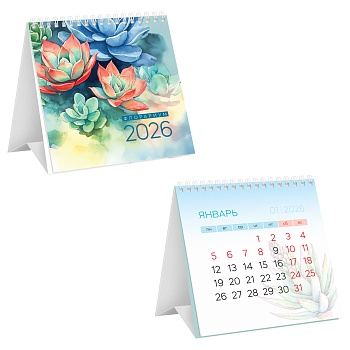 Календарь-домик, 100*100 мм BG "Флорариум", на гребне, 2026г.