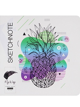 TM "FlyWay" Скетчноут 12л. АНАНАС В ГРАФИКЕ (12-7961) сшивка, 210г/м2, 50%хлопок, 4+4, 185х185