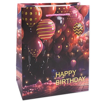 Пакет подарочный, 210гр, Фееричный день рождения, Дизайн №4, Металлик, 41,5*30*12 см, 1 шт.