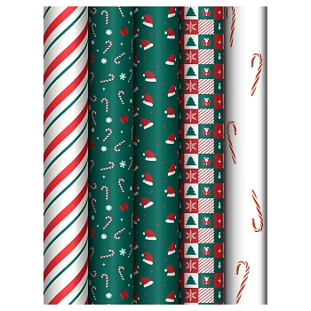 Упаковочная бумага глянц. 70*100см, MESHU "Christmas pattern", 80г/м2, ассорти 5 дизайнов
